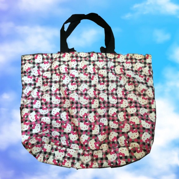 Hello Kitty plaid tote handbag with bow - Picture 2 of 4